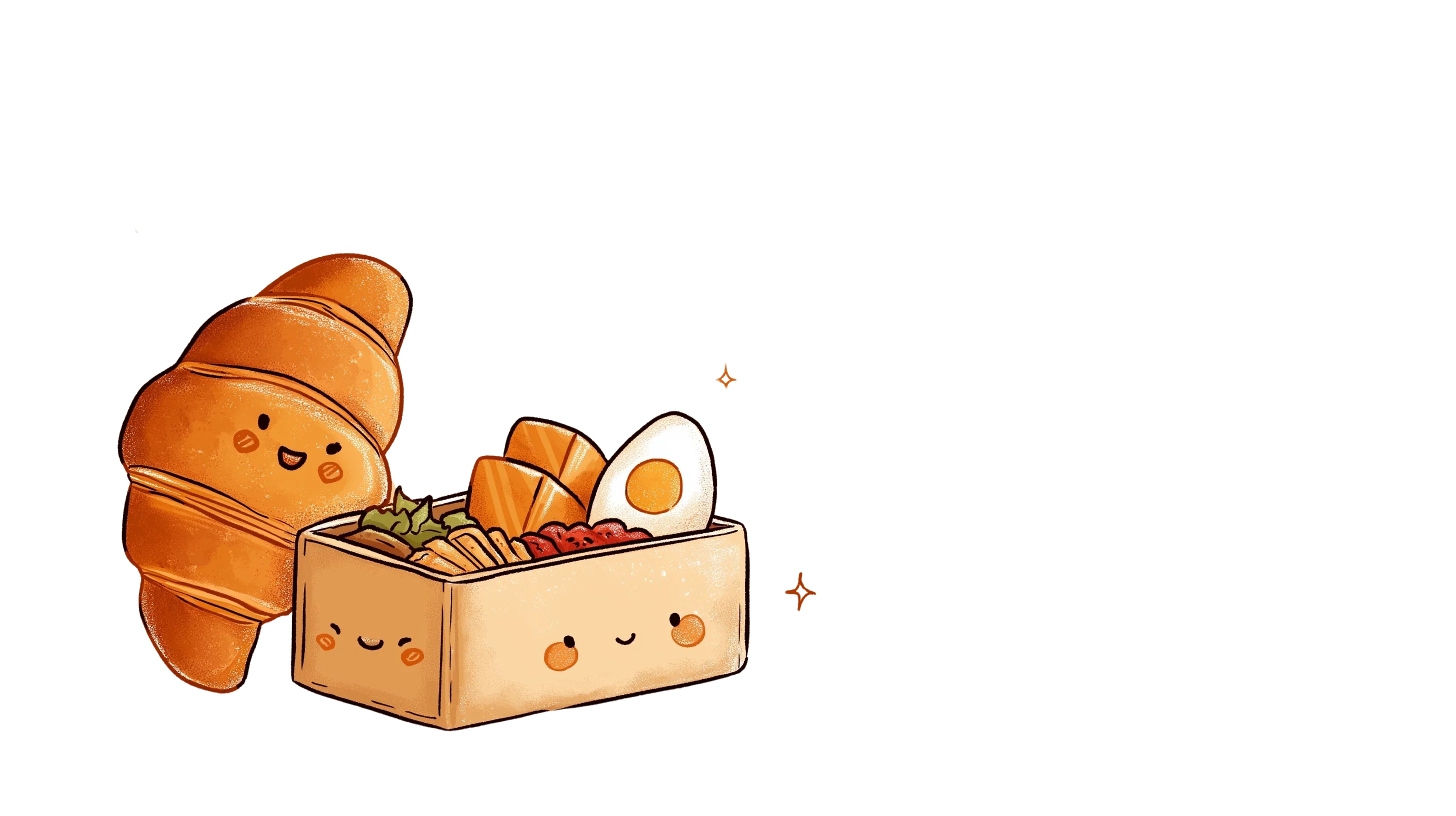 Ella Flour Arts croissant and bento box characters